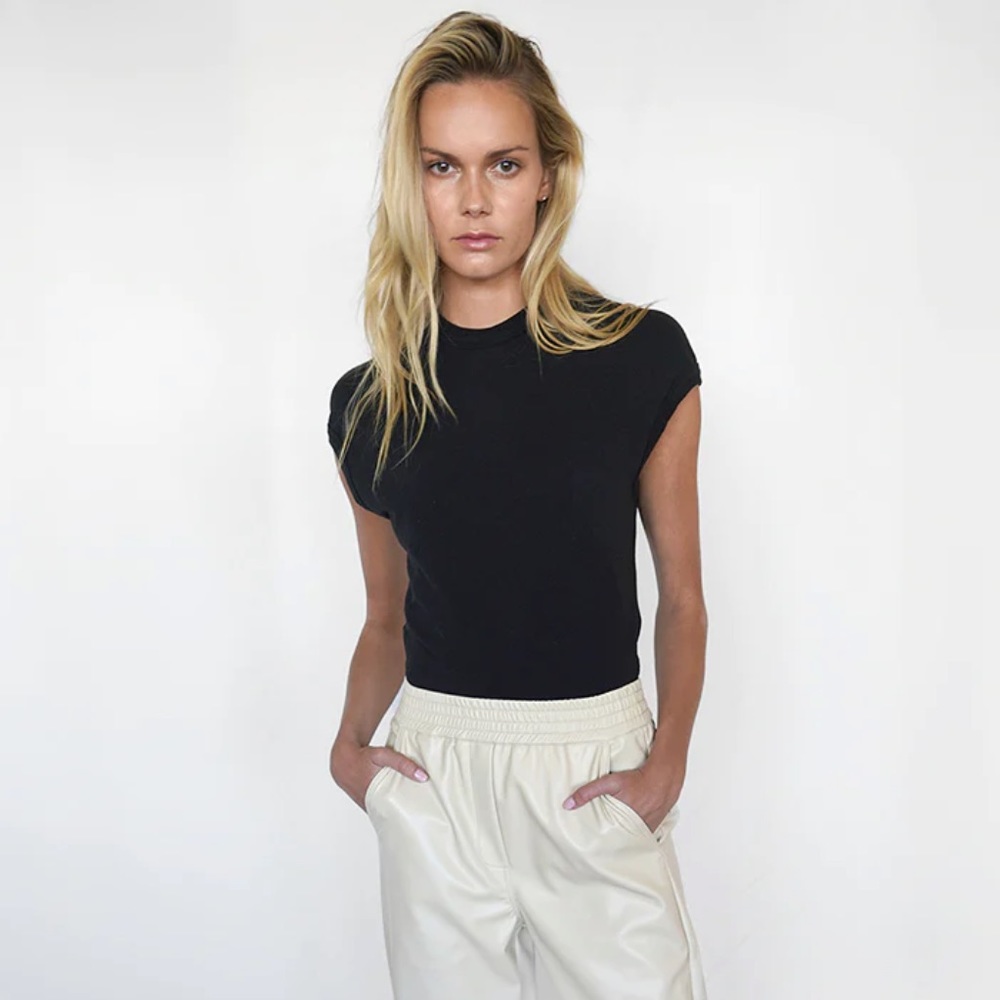 The Range Sueded Jersey Ringer T Bodysuit Black